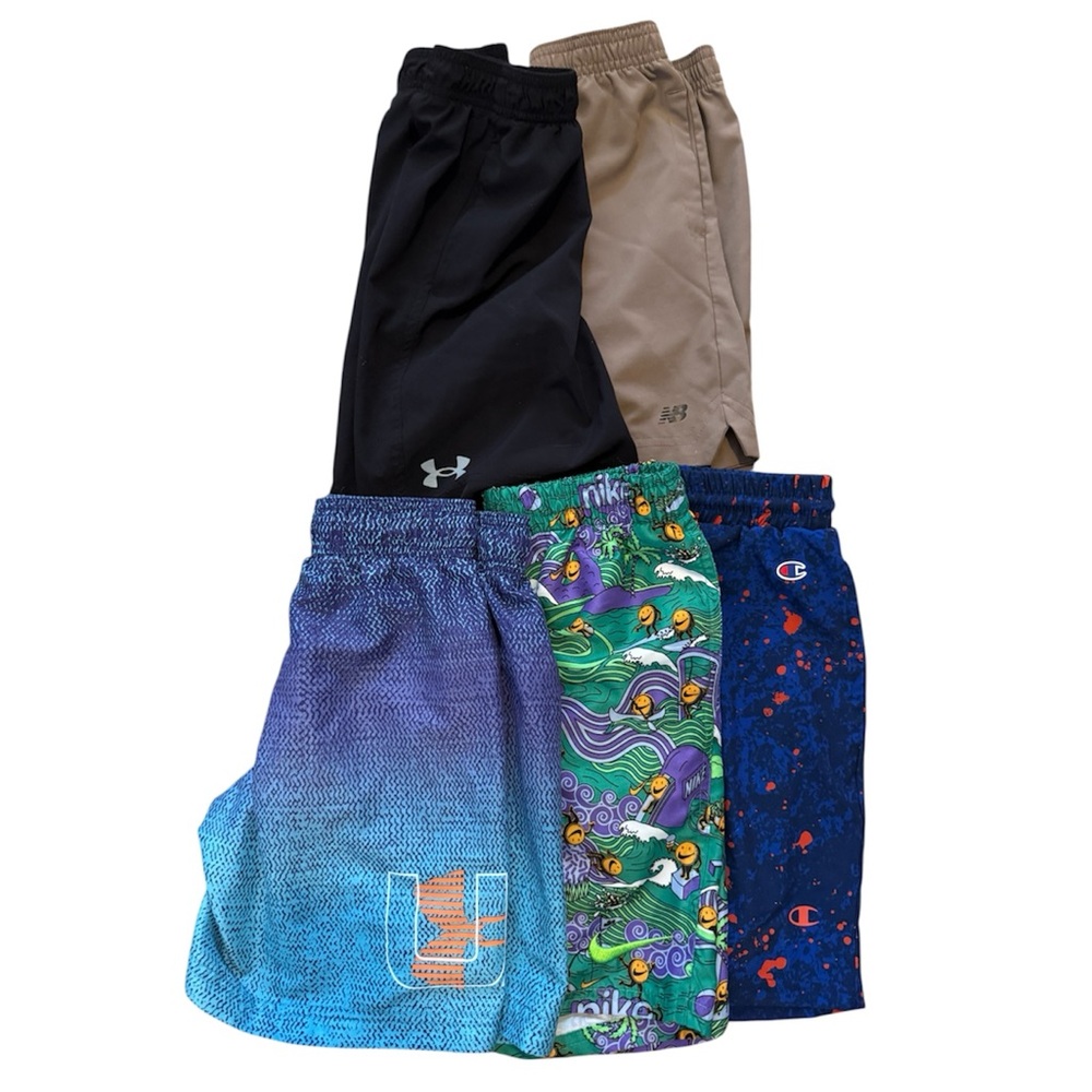 Boys swim trunks / athletic shorts bundle 5 pairs size small 6/7 Nike UA NB